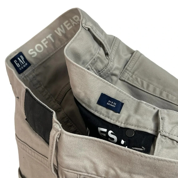 MJ16 Men’s GAP Denim Soft Wear Stretch Spring Taupe Skinny Jeans 31x32 - Picture 4 of 7